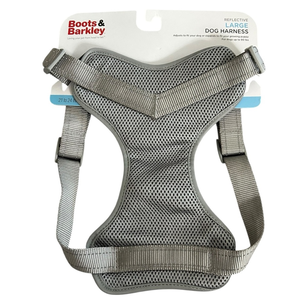 Boots & Barkley Reflective Dog Harness Large Gray Adjustable Up to 90 Ibs NWT